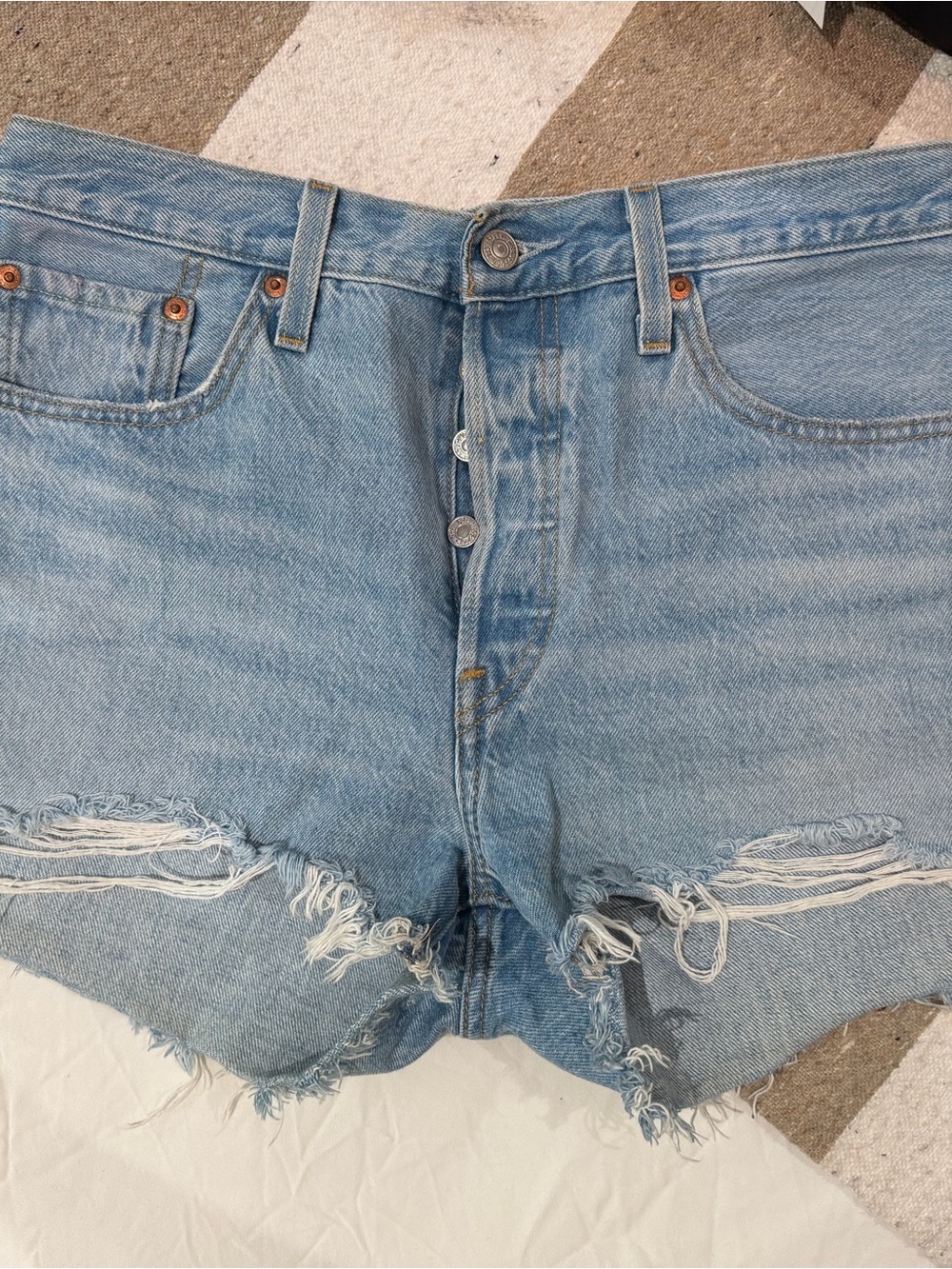 Levi's Light Blue Distressed Cutoff Jean Shorts